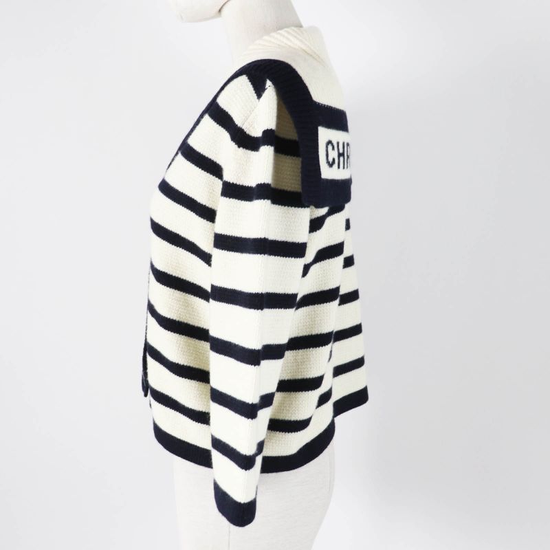 Christian DIOR 224g02am309 Marinière Wool Cashmere Marine Knit Sweater Collar