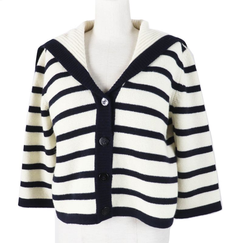 Christian DIOR 224g02am309 Marinière Wool Cashmere Marine Knit Sweater Collar