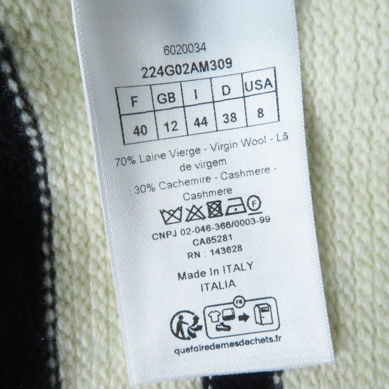 Christian DIOR 224g02am309 Marinière Wool Cashmere Marine Knit Sweater Collar