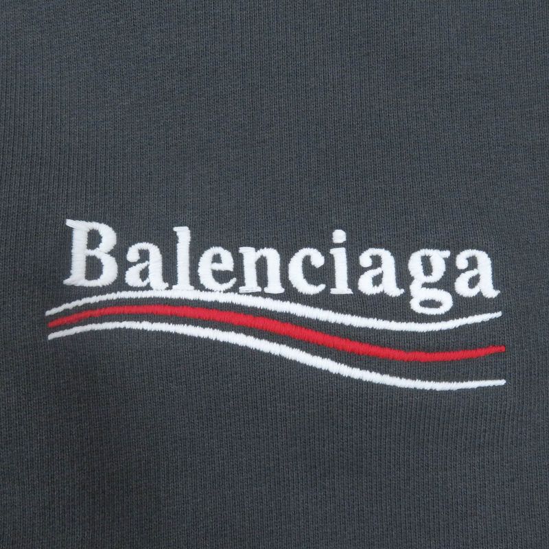 Balenciaga 2021 578135 Cotton Campaign Logo Embroidery Hoodie Grey S Made In