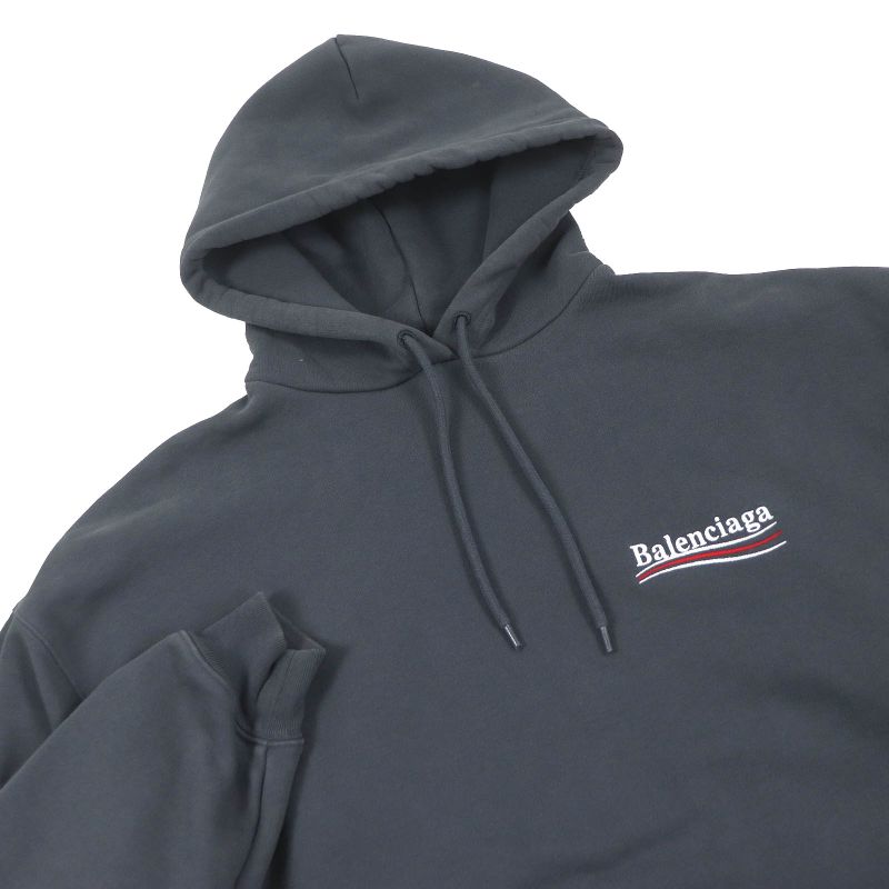 Balenciaga 2021 578135 Cotton Campaign Logo Embroidery Hoodie Grey S Made In