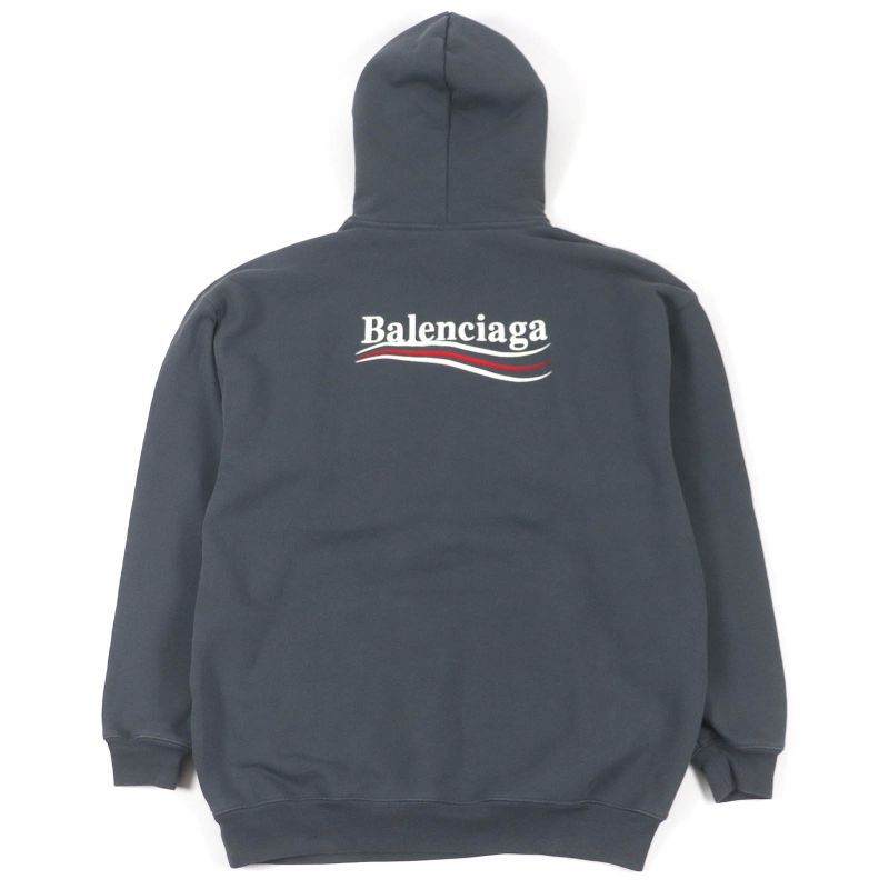 Balenciaga 2021 578135 Cotton Campaign Logo Embroidery Hoodie Grey S Made In