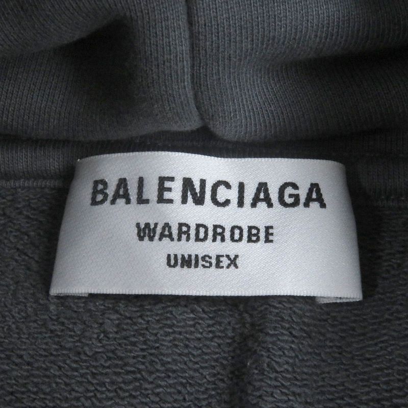 Balenciaga 2021 578135 Cotton Campaign Logo Embroidery Hoodie Grey S Made In