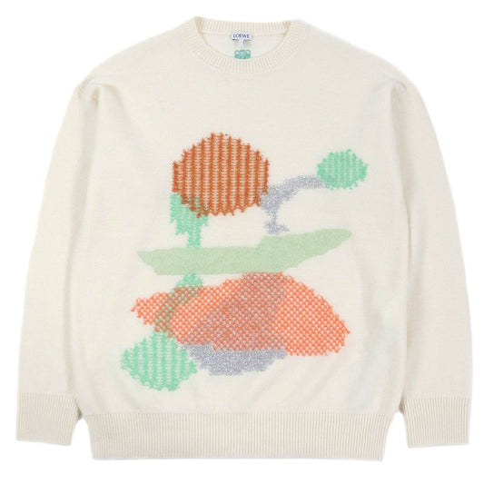 LOEWE 23AW H526y14kck Wool Mohair Anagram Embroidery Embroidered Intarsia Crew