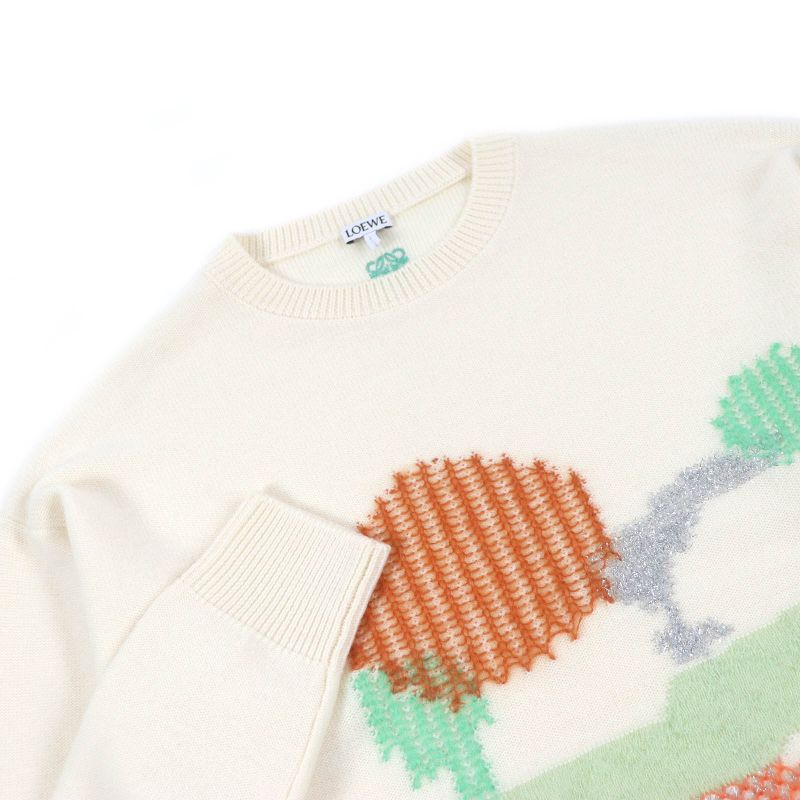 LOEWE 23AW H526y14kck Wool Mohair Anagram Embroidery Embroidered Intarsia Crew