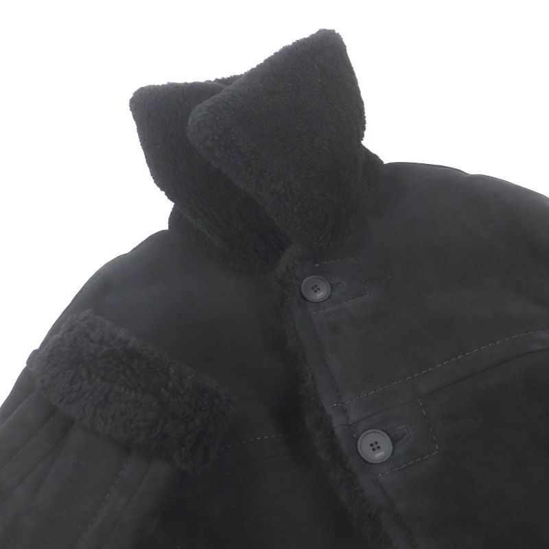 Fendi 2021 Fm0157 Sheepskin Logo Button Shear Ring Coat Mouton Coat Black 44