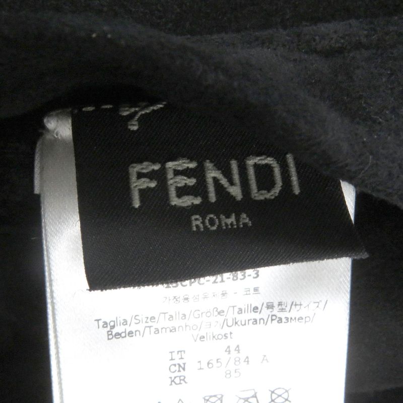 Fendi 2021 Fm0157 Sheepskin Logo Button Shear Ring Coat Mouton Coat Black 44
