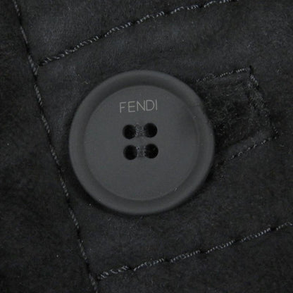 Fendi 2021 Fm0157 Sheepskin Logo Button Shear Ring Coat Mouton Coat Black 44