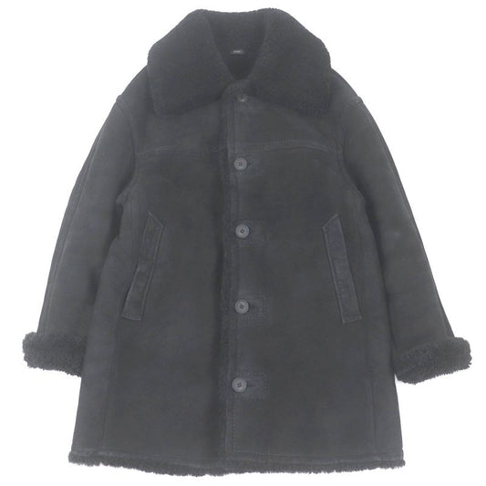 Fendi 2021 Fm0157 Sheepskin Logo Button Shear Ring Coat Mouton Coat Black 44