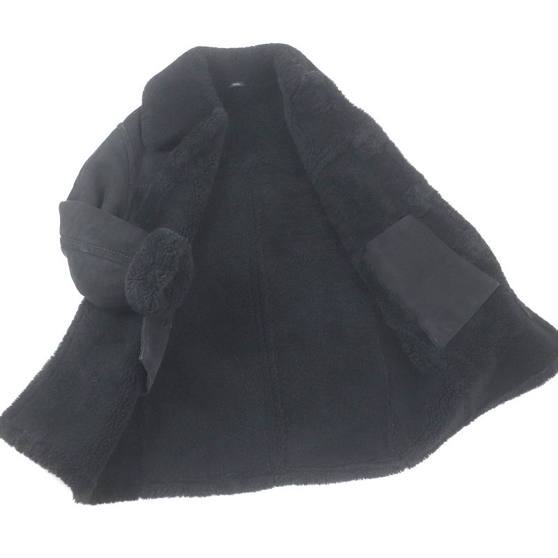 Fendi 2021 Fm0157 Sheepskin Logo Button Shear Ring Coat Mouton Coat Black 44