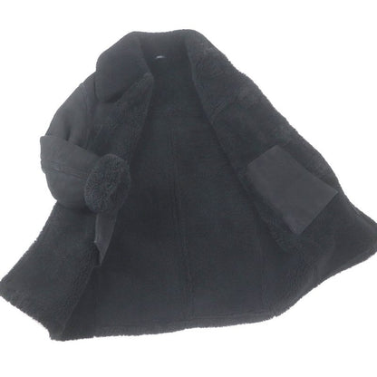 Fendi 2021 Fm0157 Sheepskin Logo Button Shear Ring Coat Mouton Coat Black 44