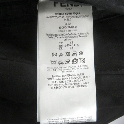 Fendi 2021 Fm0157 Sheepskin Logo Button Shear Ring Coat Mouton Coat Black 44