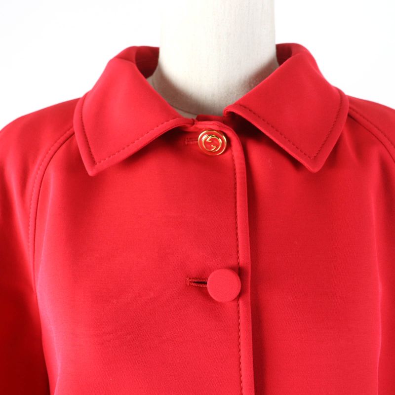 Gucci 619359 Silk Wool Quelle QUEN SOIT LA Saison Half Coat Jacket Red 40 Made