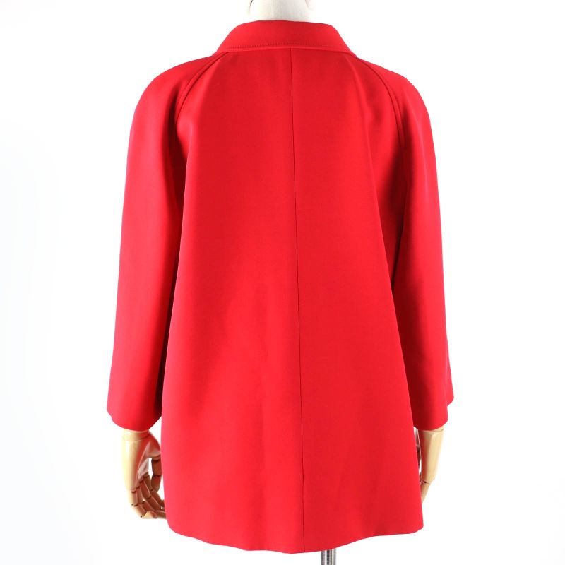 Gucci 619359 Silk Wool Quelle QUEN SOIT LA Saison Half Coat Jacket Red 40 Made