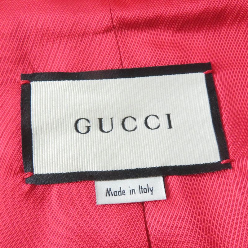 Gucci 619359 Silk Wool Quelle QUEN SOIT LA Saison Half Coat Jacket Red 40 Made
