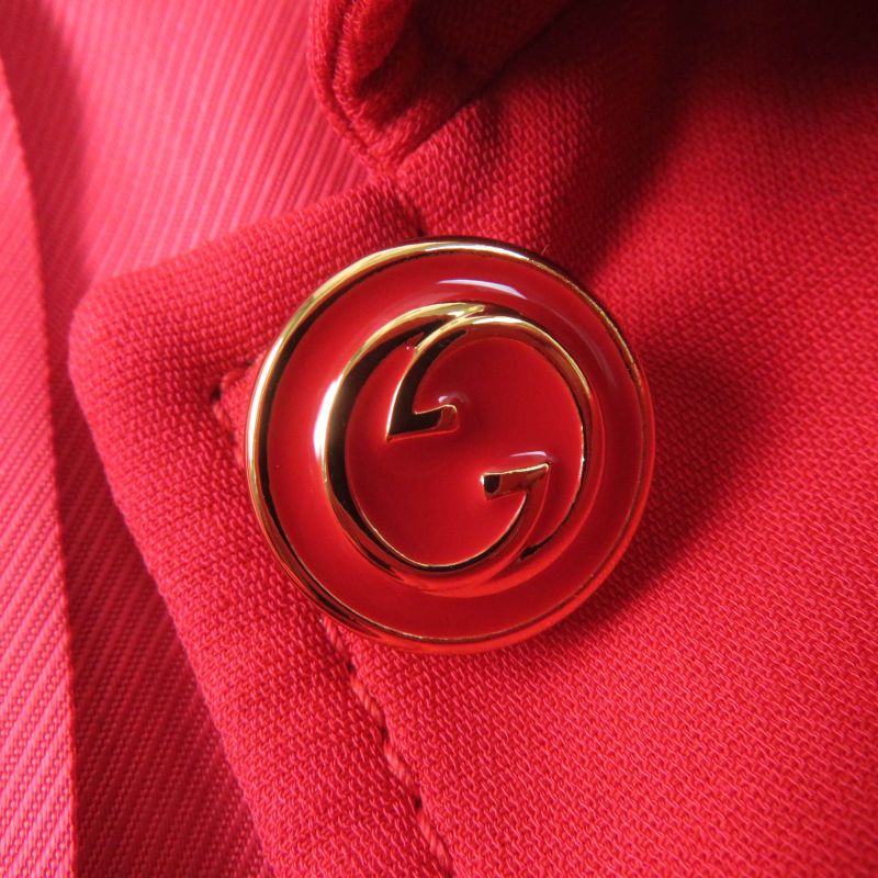 Gucci 619359 Silk Wool Quelle QUEN SOIT LA Saison Half Coat Jacket Red 40 Made