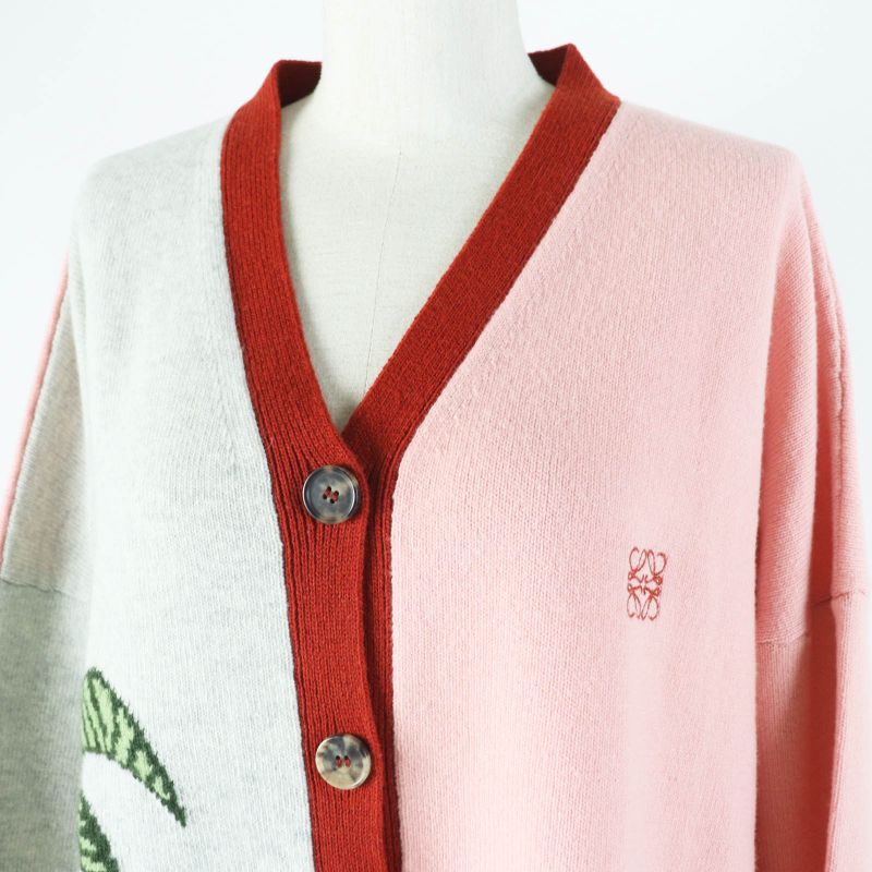 LOEWE S897y16k01 100% Wool Anagram Embroidery Asymmetrical Oversized Long