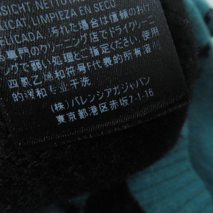 Balenciaga 529208 Wool Jacquard Logo Cropped Long Sleeve Knit Pullover Green