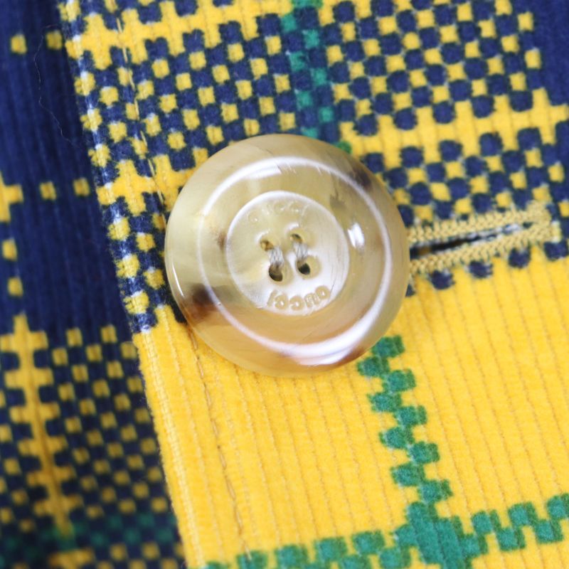 Unused Gucci 23SS 714971 Double-breasted Checked Cotton-corduroy Blazer