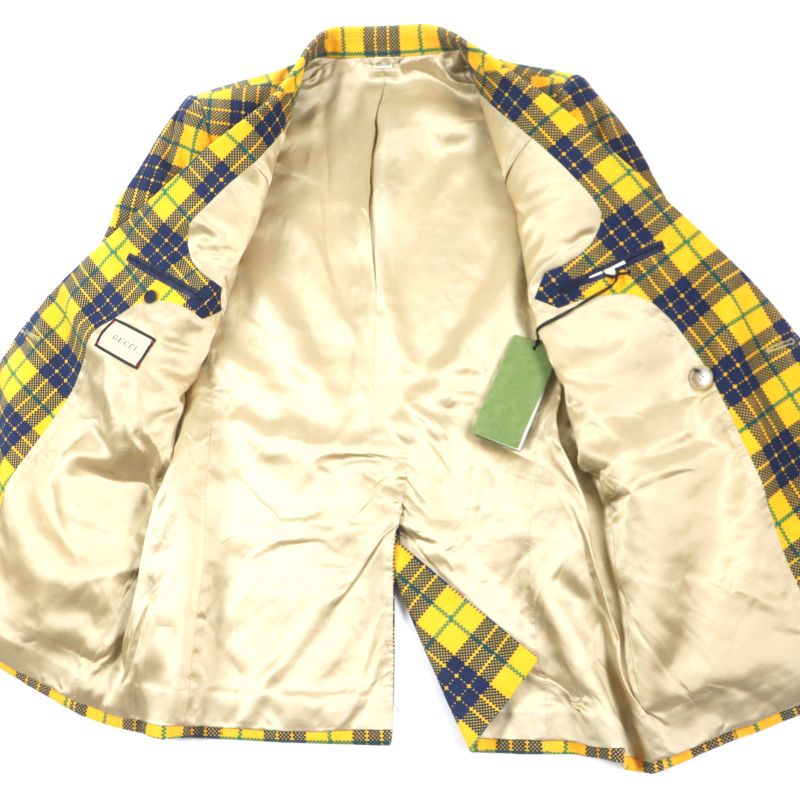 Unused Gucci 23SS 714971 Double-breasted Checked Cotton-corduroy Blazer