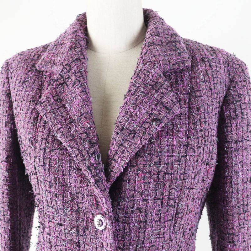 CHANEL 22P P72383 Tweed Jacket Purple 36 With Hanger And Garment Made In France