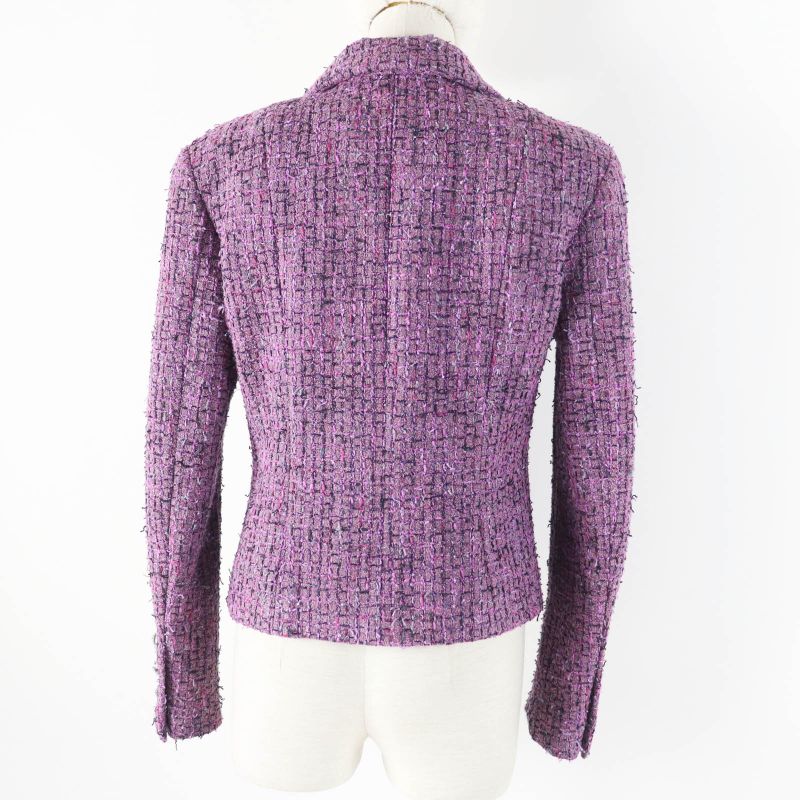 CHANEL 22P P72383 Tweed Jacket Purple 36 With Hanger And Garment Made In France
