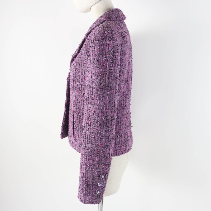 CHANEL 22P P72383 Tweed Jacket Purple 36 With Hanger And Garment Made In France
