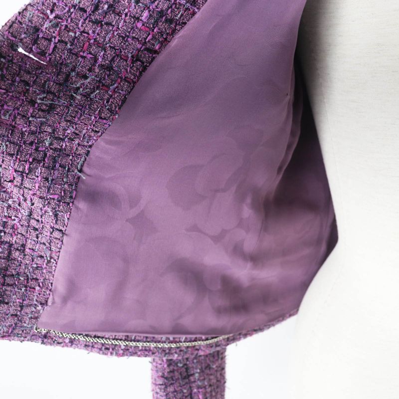 CHANEL 22P P72383 Tweed Jacket Purple 36 With Hanger And Garment Made In France