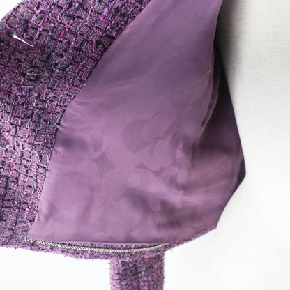 CHANEL 22P P72383 Tweed Jacket Purple 36 With Hanger And Garment Made In France