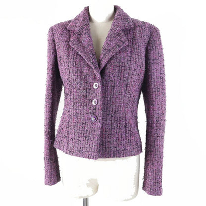 CHANEL 22P P72383 Tweed Jacket Purple 36 With Hanger And Garment Made In France