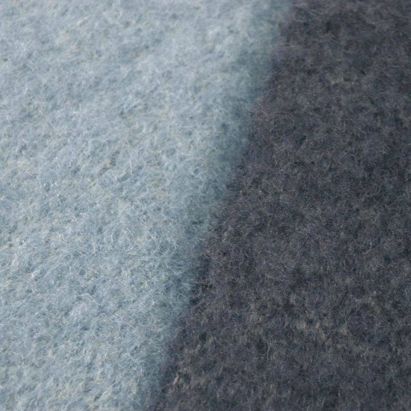 LOEWE Mohair Wool Anagram Leather Patch Fringed Scarf Navy Multi Made In Spain