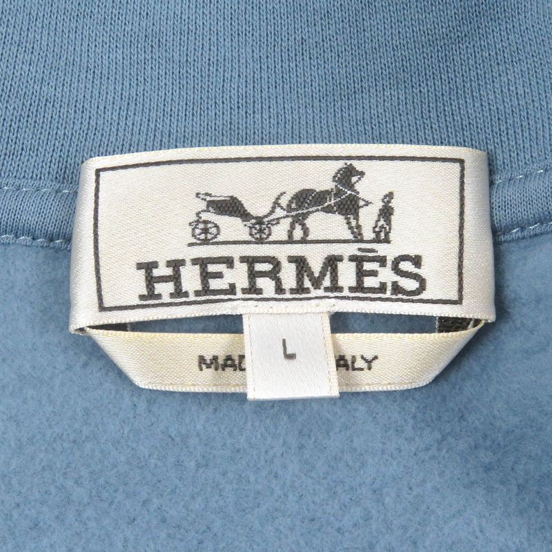 Hermes 24SS Run H 100% Cotton Sideline H Logo Zip Hoodie Blue L Made In Italy