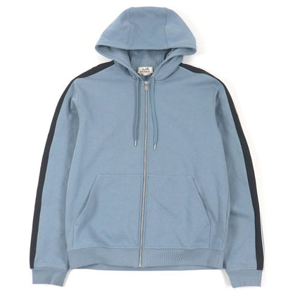 Hermes 24SS Run H 100% Cotton Sideline H Logo Zip Hoodie Blue L Made In Italy