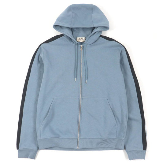 Hermes 24SS Run H 100% Cotton Sideline H Logo Zip Hoodie Blue L Made In Italy