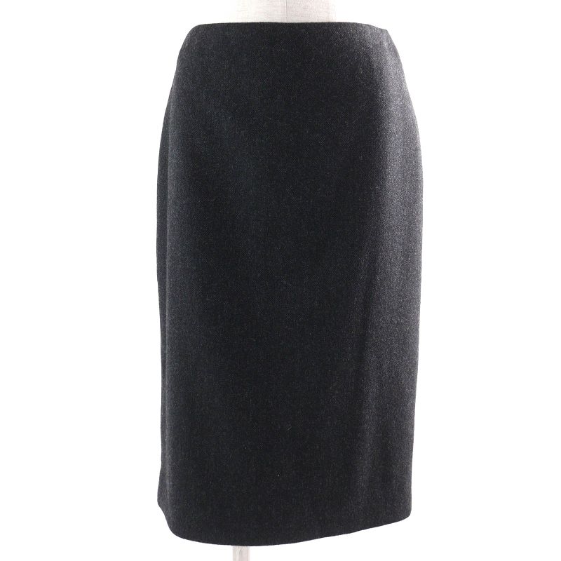 Hermes Wool Cashmere Margiela Period Back Zip Tight Skirt Dark Gray 36 Made In