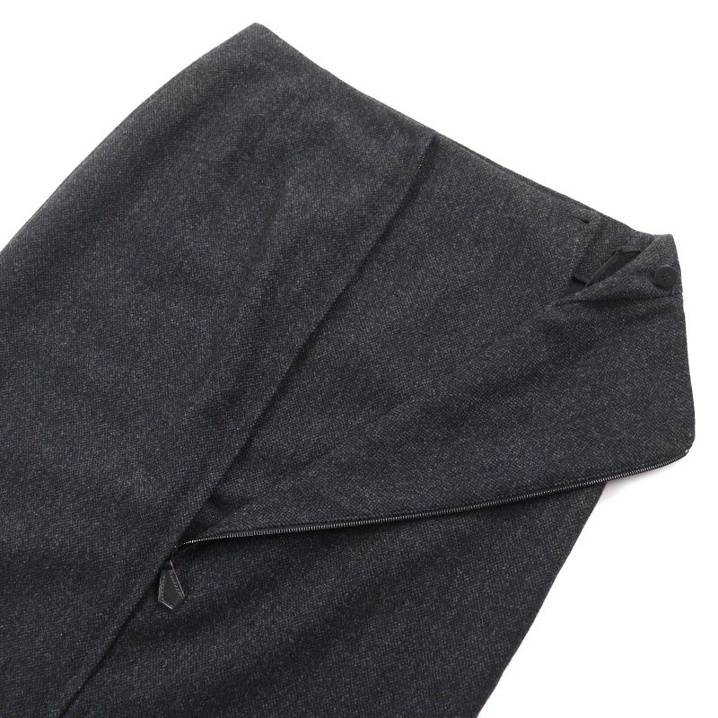 Hermes Wool Cashmere Margiela Period Back Zip Tight Skirt Dark Gray 36 Made In