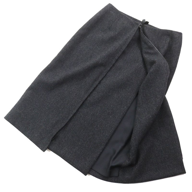Hermes Wool Cashmere Margiela Period Back Zip Tight Skirt Dark Gray 36 Made In