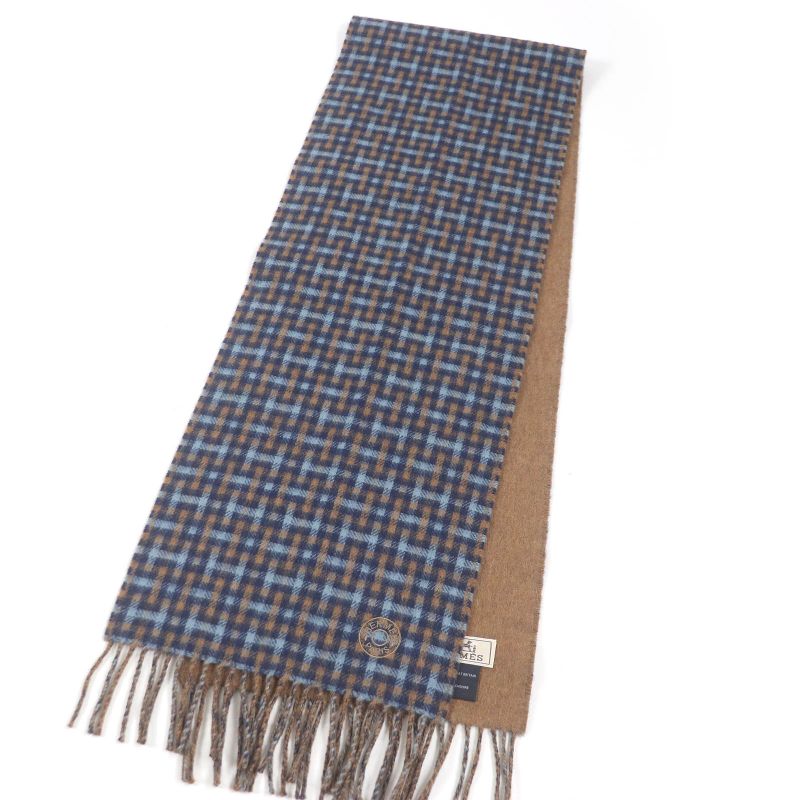 Hermes 22AW H Ecosse Lectverso 100% Cashmere H Logo All Over Serie Embroidery