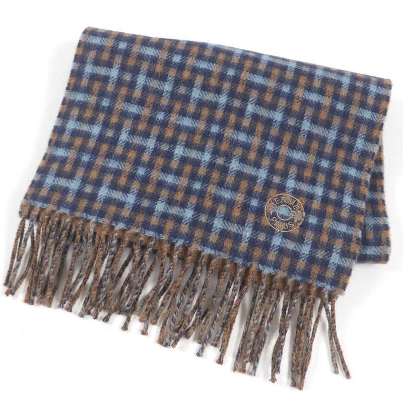 Hermes 22AW H Ecosse Lectverso 100% Cashmere H Logo All Over Serie Embroidery