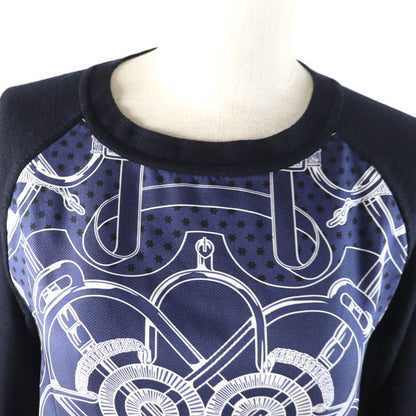 Hermes Eperon D'or Tellier Golden Spur 100% Silk Twill Raine Crew Neck Long