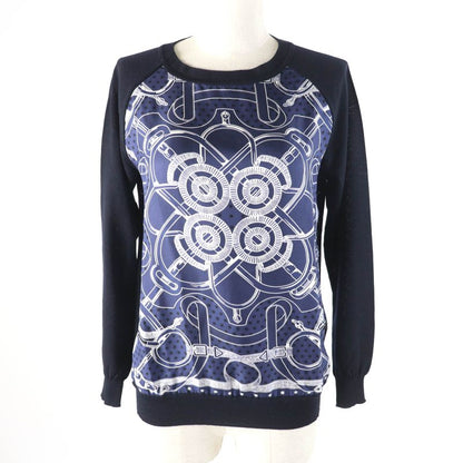 Hermes Eperon D'or Tellier Golden Spur 100% Silk Twill Raine Crew Neck Long