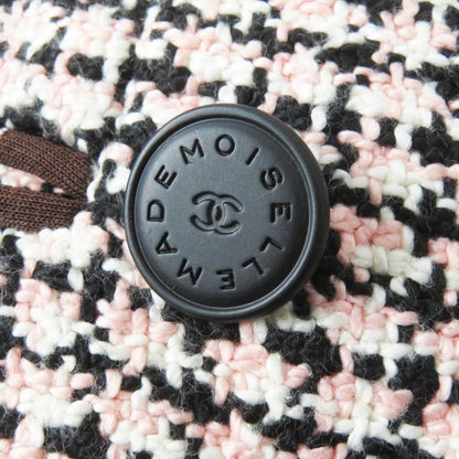 CHANEL P19033 02P Tweed Jacket With Logo Button Corsage Pink Black White 42