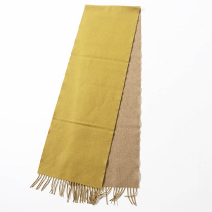 LOEWE Wool Cashmere Anagram Embroidery Fringed Scarf Mustard Beige Made In