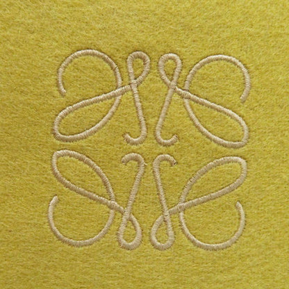 LOEWE Wool Cashmere Anagram Embroidery Fringed Scarf Mustard Beige Made In