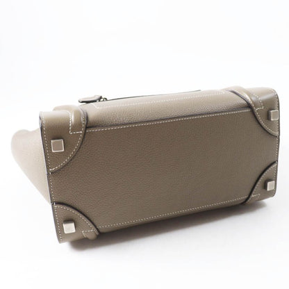 Celine 18979 Luggage Micro Shopper Drummed Calfskin Handbag With Sri Storage