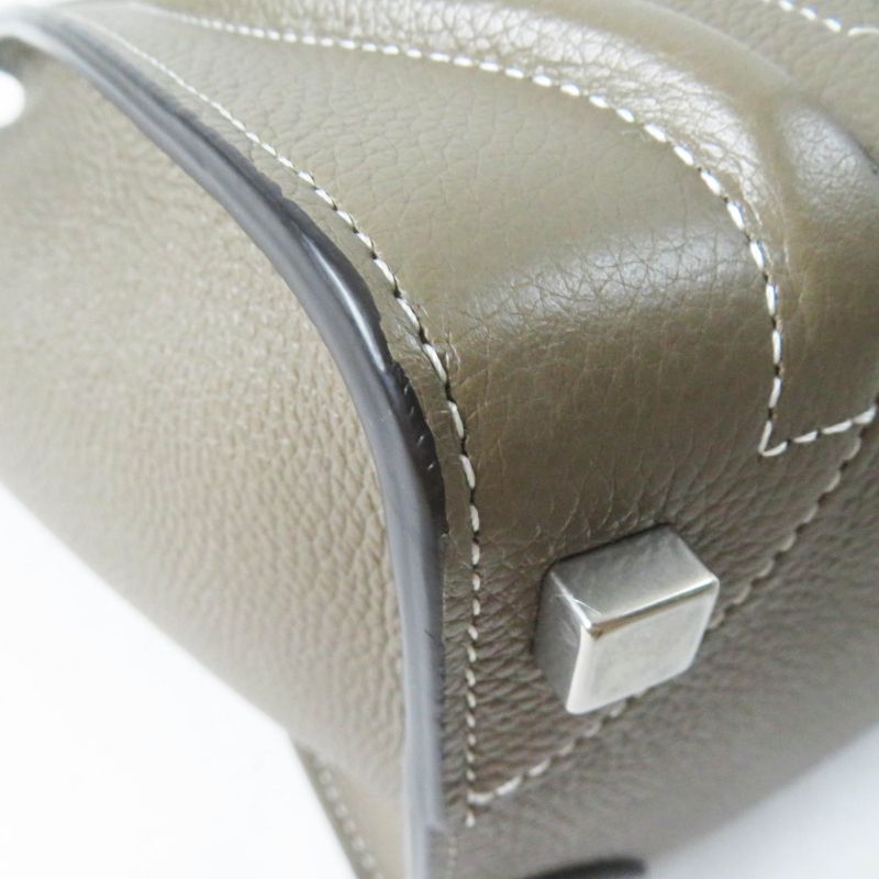 Celine 18979 Luggage Micro Shopper Drummed Calfskin Handbag With Sri Storage