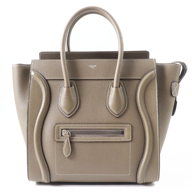 Celine 18979 Luggage Micro Shopper Drummed Calfskin Handbag With Sri Storage