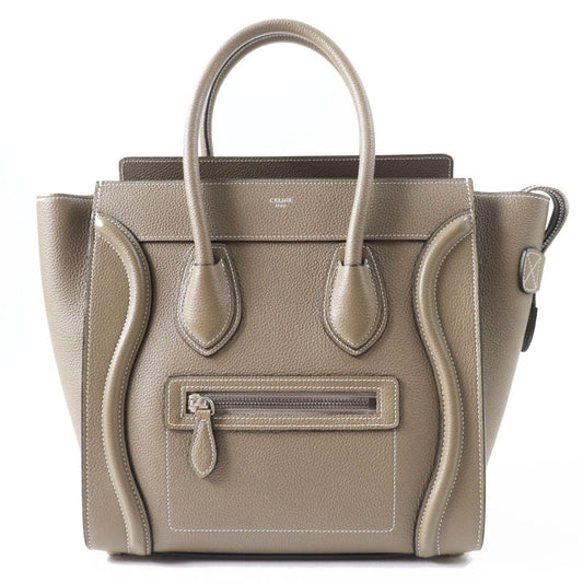 Celine 18979 Luggage Micro Shopper Drummed Calfskin Handbag With Sri Storage