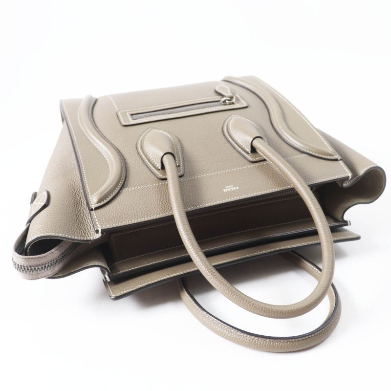 Celine 18979 Luggage Micro Shopper Drummed Calfskin Handbag With Sri Storage