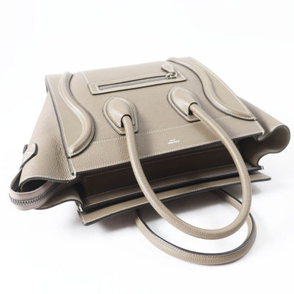 Celine 18979 Luggage Micro Shopper Drummed Calfskin Handbag With Sri Storage